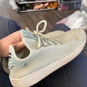 7 green blue adidas pharrell Williams HU lace up sneakers